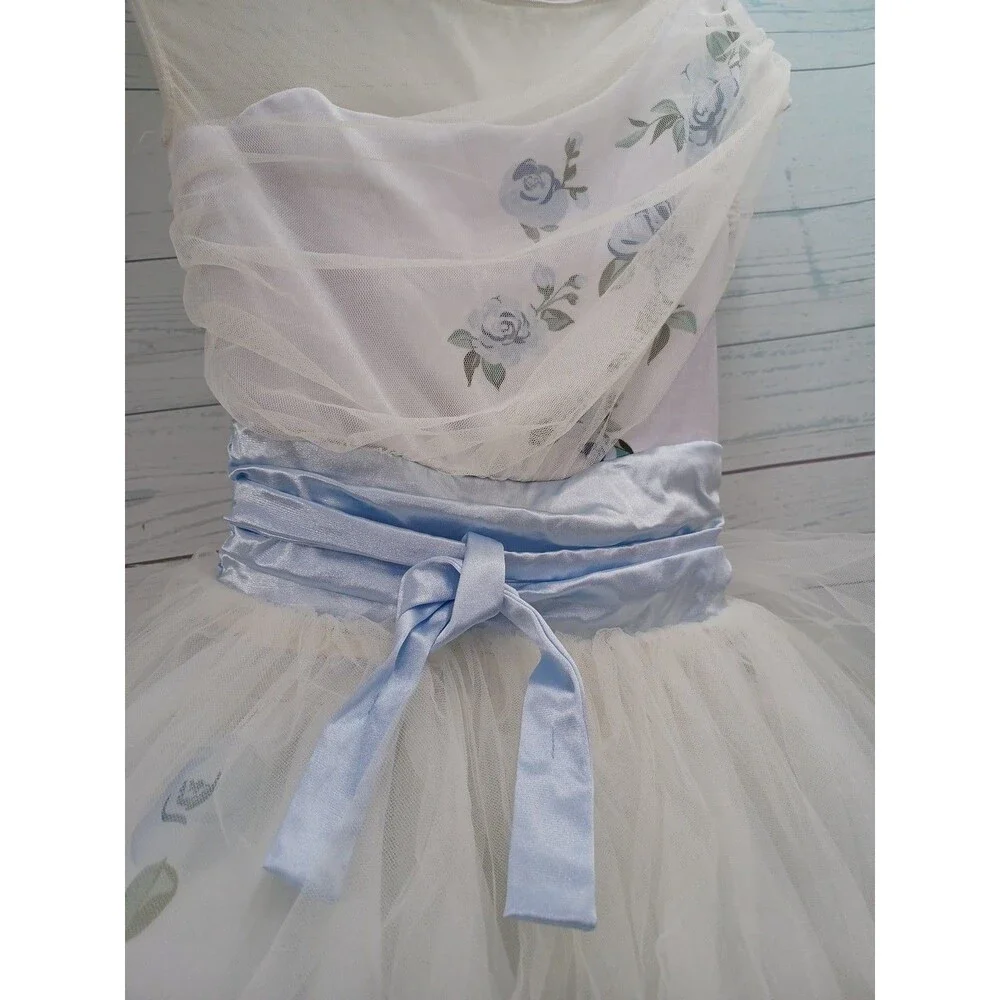 Weissman Girls Costume Dance Leotard Blue Child L CL Gymnastics Dancewear Floral